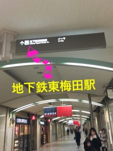 地下鉄東梅田駅看板